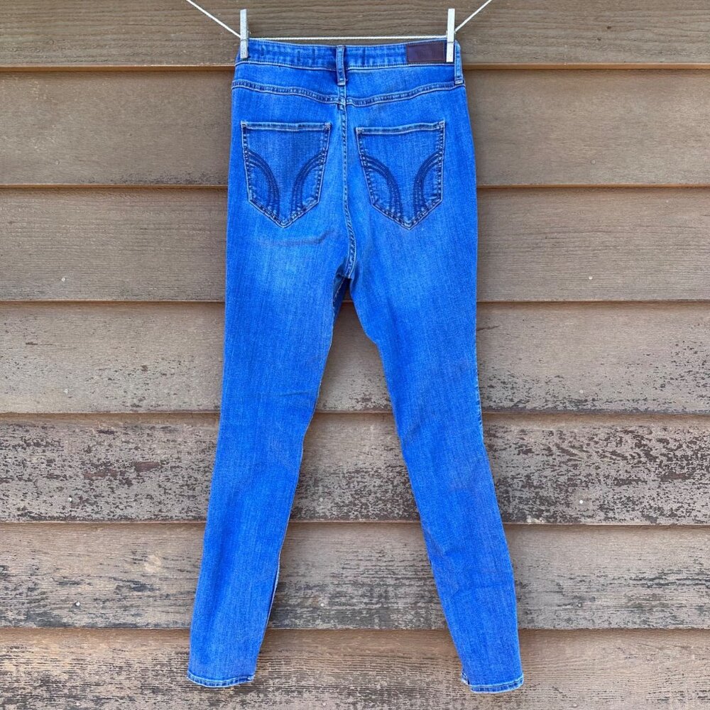 Hollister Curvy Ultra High-Rise Super Skinny Womens Ripped Blue Jeans W28 L30 Si - Picture 3 of 12